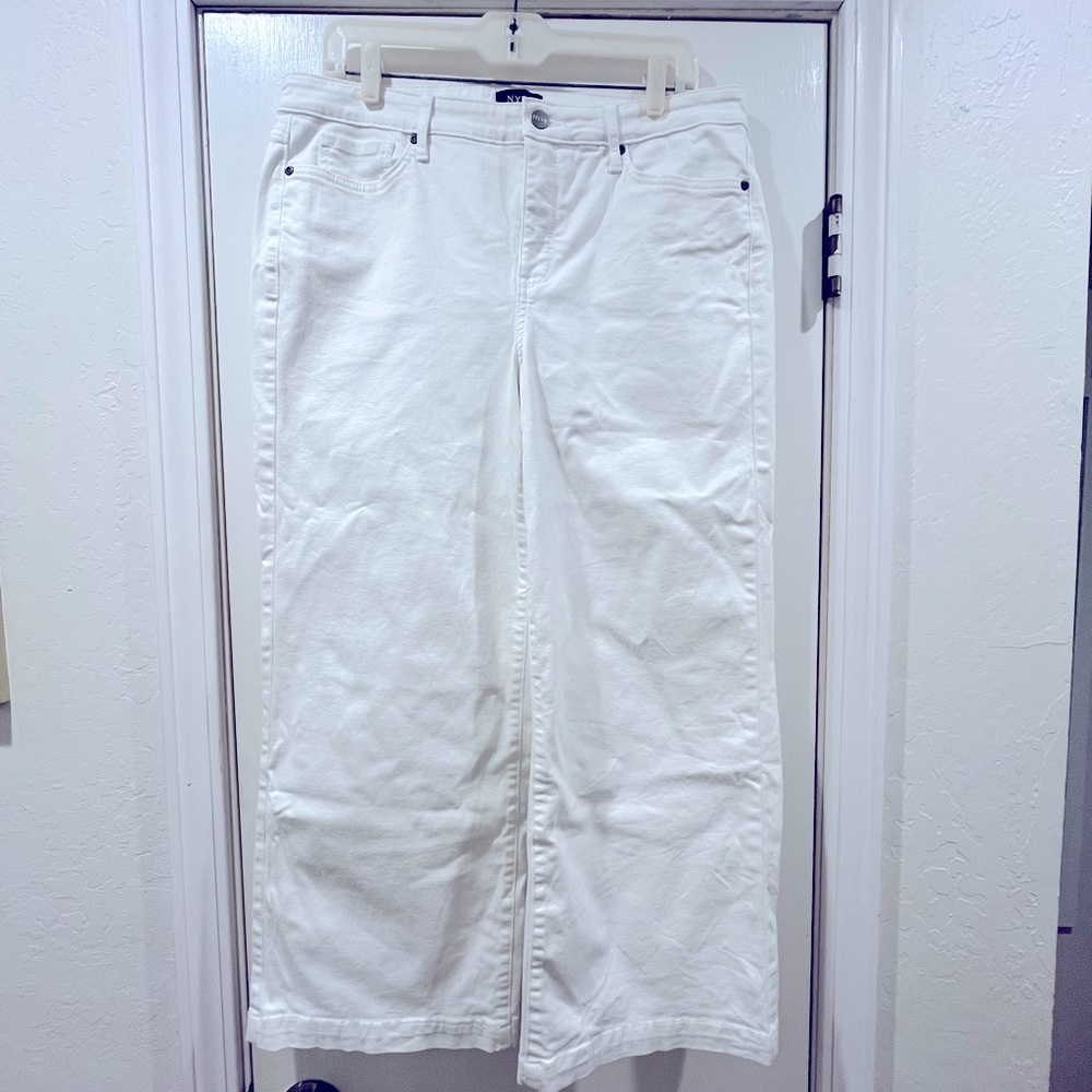 NYDJ White Denim Wide Leg Jeans